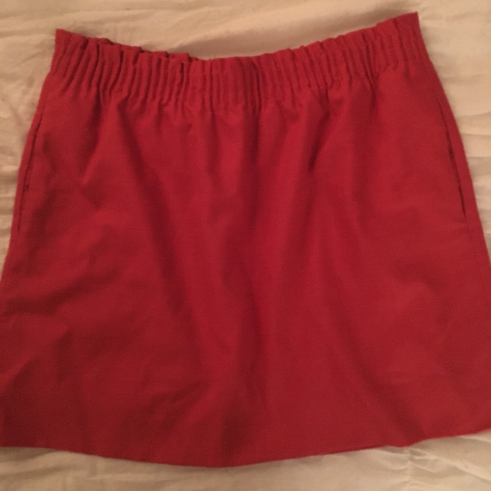 J. Crew Factory Red Elastic Waist Mini Skirt